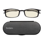 Ochelari de vedere protectie computer, cu brate si rame Brooklyn negre, ultra slim, cu etui slim magnetic